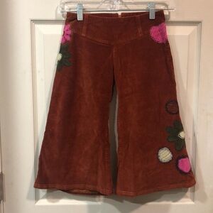 Lipstick Boutique for Anthropology Boho Corduroy Embroidered Floral Gauchos, 8